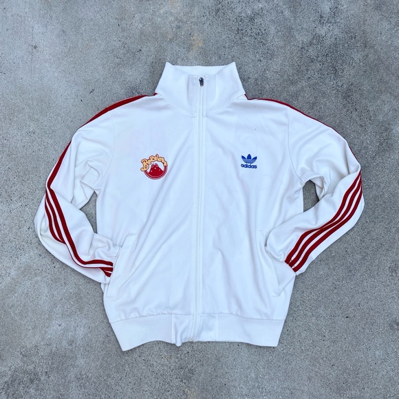 Adidas White Track Jacket with Barcelona Back Design (Rare Edition) - Picture 1 of 4